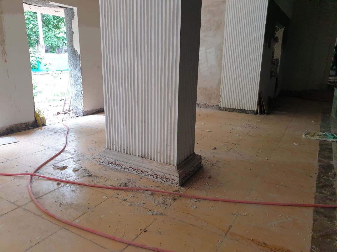 Hall interior during renovation