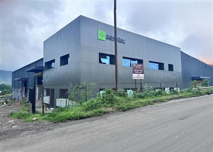 Completed Sesotec India building with grey cladding