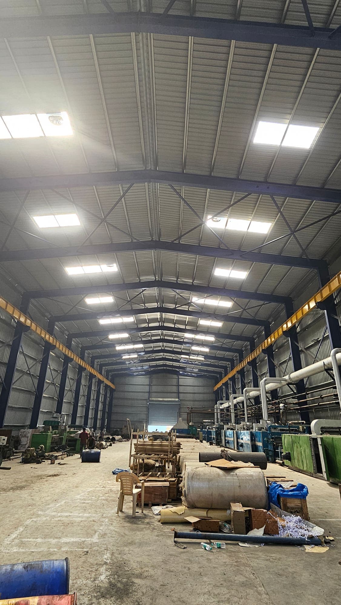 Steel-framed interior of the manufacturing unit