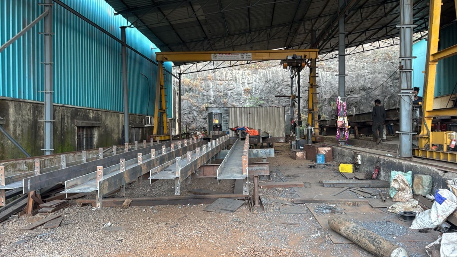 Child-part assembly and finishing area with rafters laid out for cleating